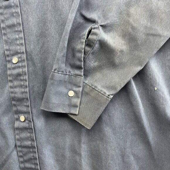 Big Bill Work Shirt Men’s Dark Blue Pearl Snap Long Sleeve Workwear Read* - Picture 7 of 16